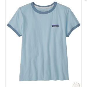 NWT Patagonia Organic Cotton Light Blue Ringer Label Shirt